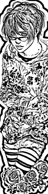 Free colorable bookmarks of a sad woman sitting